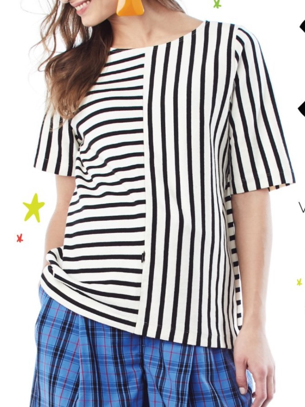 Loyal Hana Maternity BreastfeedingTwo-Tone Striped Short Sleeve Tee Size Medium